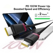 کابل شارژ سریع USB-C به USB-C بیسوس مدل Dura 100W طول 2m – قرمز/مشکی