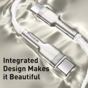 کابل شارژ سریع USB-C به USB-C بیسوس مدل Cafule 100W طول 1m – سفید