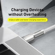 کابل شارژ سریع USB-C به USB-C بیسوس مدل Cafule 100W طول 1m – سفید