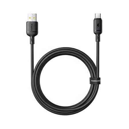 کابل شارژ سریع USB-A به USB-C بیسوس مدل Silky P10377703113-02 طول 1m – مشکی