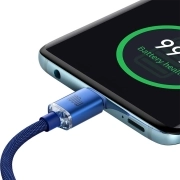 کابل شارژ سریع USB-C به USB-C بیسوس مدل Crystal Shine 100W طول 1.2m – آبی