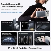 پاوربانک مگنتی بیسوس مدل PicoGo Ultra-Slim Qi2 ظرفیت 10000mAh – خاکستری