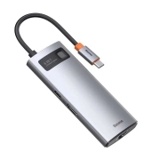 هاب USB-C شش پورت بیسوس مدل Metal Gleam Series- خاکستری