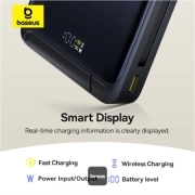 پاوربانک مگنتی بیسوس مدل Nomos Qi2 PPNMS-1030SC ظرفیت 10000mAh همراه با کابل – مشکی 1