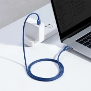 کابل شارژ سریع USB-C به USB-C بیسوس مدل Crystal Shine 100W طول 1.2m – آبی