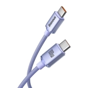 کابل شارژ سریع USB-C به USB-C بیسوس مدل Crystal Shine 100W طول 1.2m – بنفش