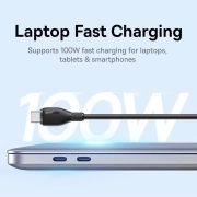 کابل شارژ سریع USB-C به USB-C بیسوس مدل Pudding 100W طول 2m –مشکی