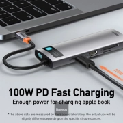 هاب 8 پورت بیسوس مدل Metal Gleam Series CAHUB-CV0G - خاکستری 1