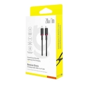 کابل شارژ سریع USB-C به Lightning بیسوس مدل Dura Series PD 20W طول 1m - قرمز/مشکی