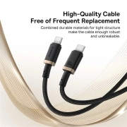 کابل شارژ سریع USB-C به USB-C بیسوس مدل Dura 100W طول 2m – طلایی/مشکی