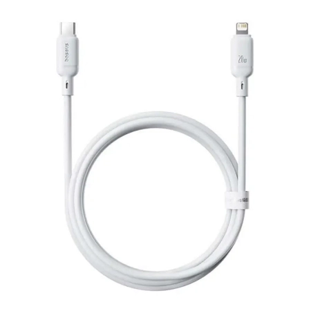 کابل شارژ سریع USB-C به Lightning بیسوس مدل Silky 20W طول 1m - سفید