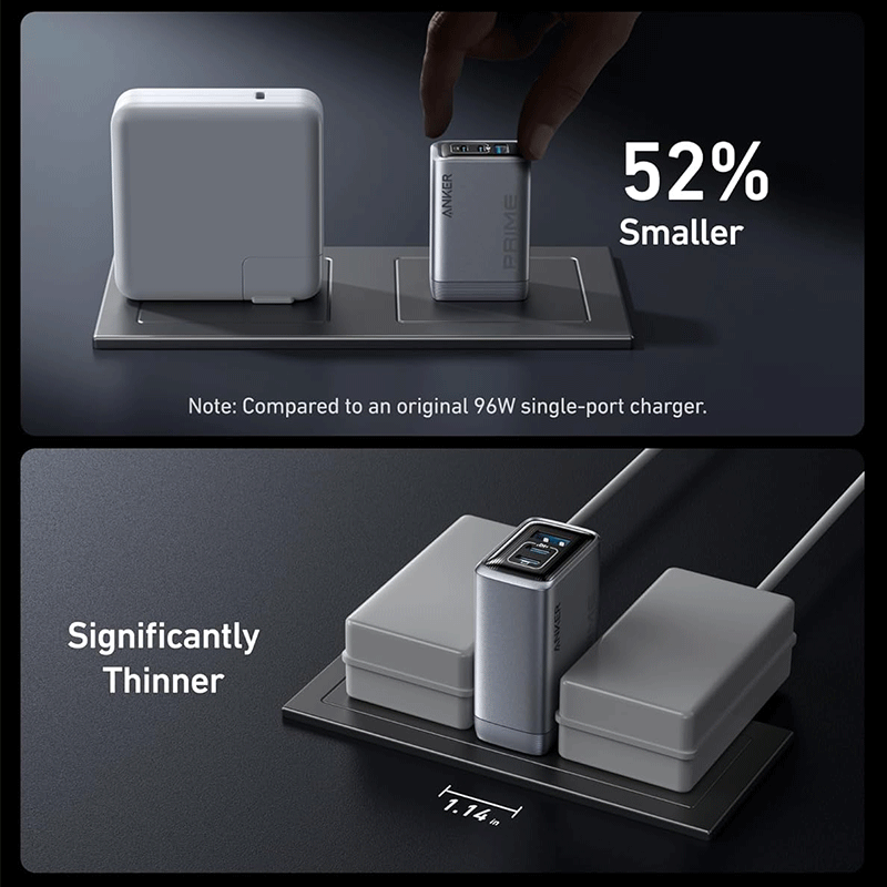 شارژر دیواری انکر مدل GaN Prime 100W - نقرهای