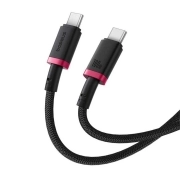 کابل شارژ سریع USB-C به USB-C بیسوس مدل p10377803u01-01 100W طول 1m – قرمز/مشکی