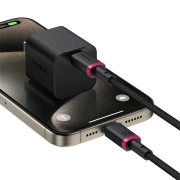 کابل شارژ سریع USB-C به USB-C بیسوس مدل Dura 100W طول 2m – قرمز/مشکی