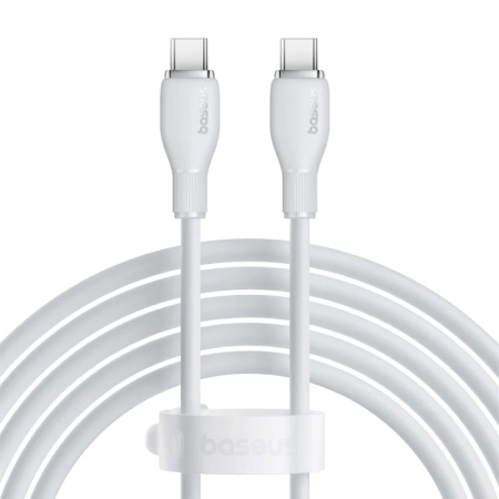 کابل شارژ سریع USB-C به USB-C بیسوس مدل Pudding 100W طول 2m – سفید