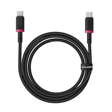 کابل شارژ سریع USB-C به USB-C بیسوس مدل p10377803u01-01 100W طول 1m – قرمز/مشکی