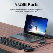 هاب چهار پورت بیسوس مدل UltraJoy Series Lite - خاکستری