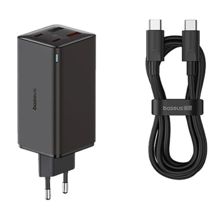 شارژر دیواری بیسوس مدل GaN6 Pro 100W همراه با کابل - مشکی