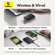 پاوربانک مگنتی بیسوس مدل Airpow II Qi2 p10080000123-00 ظرفیت 10000mAh – مشکی 3