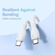 کابل شارژ سریع USB-C به USB-C بیسوس مدل Pudding Series 100W - سفید