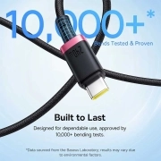 کابل شارژ سریع USB-C به USB-C بیسوس مدل Dura 240W طول 1m - مشکی/قرمز