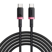 کابل شارژ سریع USB-C به USB-C بیسوس مدل Dura 240W طول 1m - مشکی/قرمز