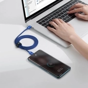 کابل شارژ سریع USB-C به USB-C بیسوس مدل Crystal Shine 100W طول 1.2m – آبی