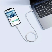 کابل شارژ سریع USB-C به Lightning بیسوس مدل Silky 20W طول 1m - سفید