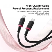 کابل شارژ سریع USB-C به USB-C بیسوس مدل p10377803u01-01 100W طول 1m – قرمز/مشکی