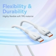 کابل شارژ سریع USB-C به USB-C بیسوس مدل Pudding Series 100W - سفید