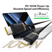 کابل شارژ سریع USB-C به USB-C بیسوس مدل Dura 100W طول 2m – طلایی/مشکی