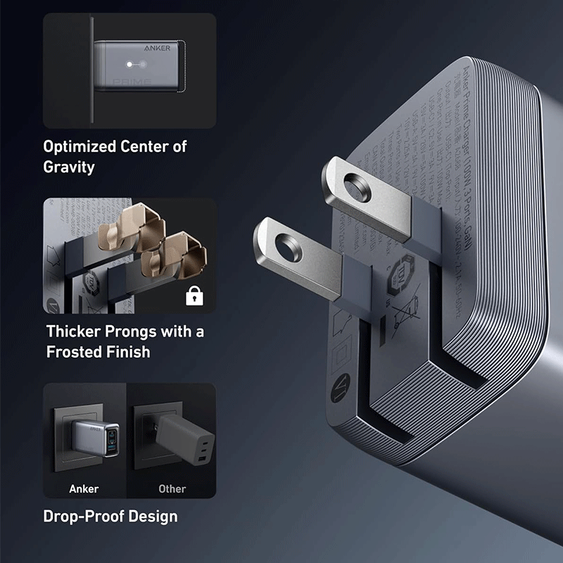 شارژر دیواری انکر مدل GaN Prime 100W - نقرهای 1