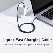 کابل شارژ سریع USB-C به USB-C بیسوس مدل Crystal Shine 100W طول 1.2m – مشکی