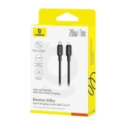 کابل شارژ سریع USB-C به Lightning PD بیسوس مدل Silky طول 1m - مشکی