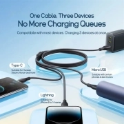 کابل شارژ سریع USB-A به Micro USB/Lightning /USB-C بیسوس مدل Ultra Fast 3.5A طول 1.3m - مشکی