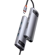 هاب 8 پورت بیسوس مدل Metal Gleam Series CAHUB-CV0G - خاکستری 7