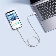 کابل شارژ سریع USB-A به Lightning بیسوس مدل Silky Series 2.4A طول 1m - سفید