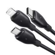 کابل شارژ سریع USB-A به Micro USB/Lightning /USB-C بیسوس مدل Ultra Fast 3.5A طول 1.3m - مشکی