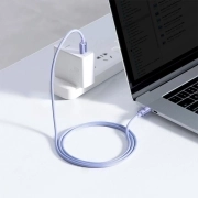 کابل شارژ سریع USB-C به USB-C بیسوس مدل Crystal Shine 100W طول 1.2m – بنفش