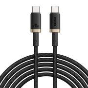کابل شارژ سریع USB-C به USB-C بیسوس مدل Dura 240W طول 1m - مشکی/طلایی