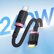 کابل شارژ سریع USB-C به USB-C بیسوس مدل Dura 240W طول 1m - مشکی/قرمز