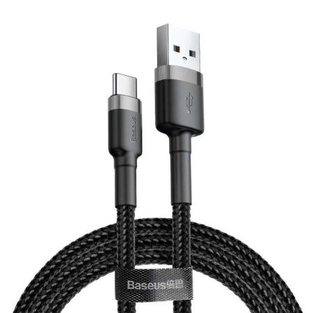 کابل شارژ سریع USB-A به USB-C بیسوس مدل Cafule 3A طول 1m - مشکی/خاکستری