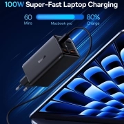 شارژر دیواری بیسوس مدل GaN6 Pro 100W همراه با کابل - مشکی