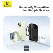 پاوربانک بیسوس مدل QPow2 PPQD4-20C ظرفیت 20000mAh همراه با کابل - مشکی 1