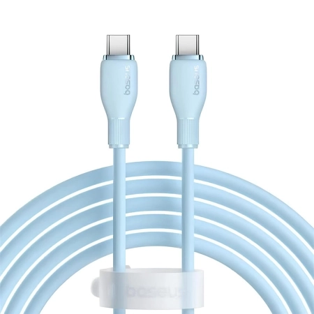 کابل شارژ سریع USB-C به USB-C بیسوس مدل Pudding 100W طول 1.2m - آبی