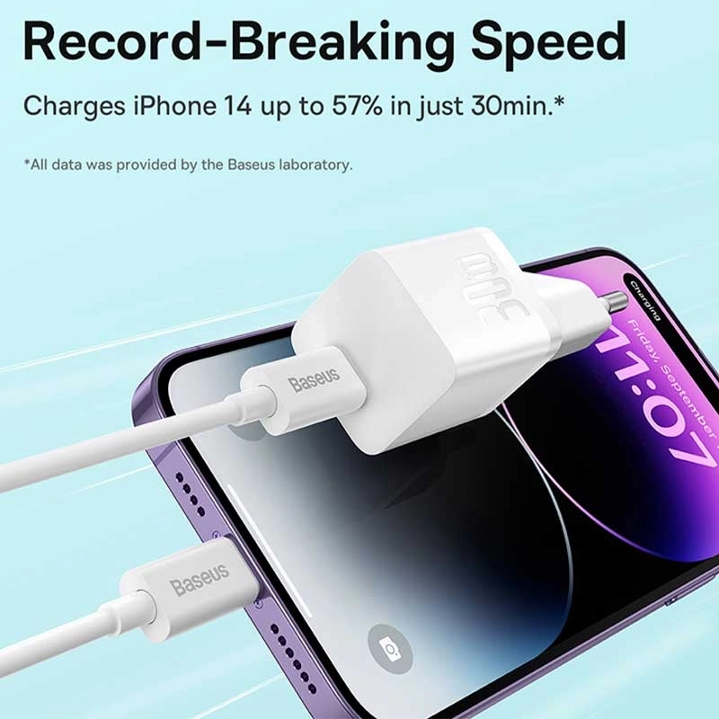 شارژر دیواری بیسوس مدل GaN5 Mini 30W - سفید