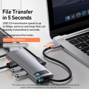 هاب 8 پورت بیسوس مدل Metal Gleam Series CAHUB-CV0G - خاکستری 3