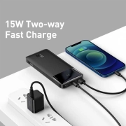 پاوربانک بیسوس مدل LIPOW ظرفیت 20000mAh همراه با کابل سفید – مشکی