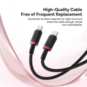 کابل شارژ سریع USB-C به USB-C بیسوس مدل Dura 100W طول 2m – قرمز/مشکی