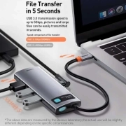 هاب USB-C شش پورت بیسوس مدل Metal Gleam Series- خاکستری